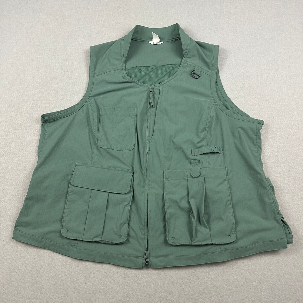 Duluth Trading Co Vest Women 3X Plus Green Heirloom Gardening Multi Pocket Zip